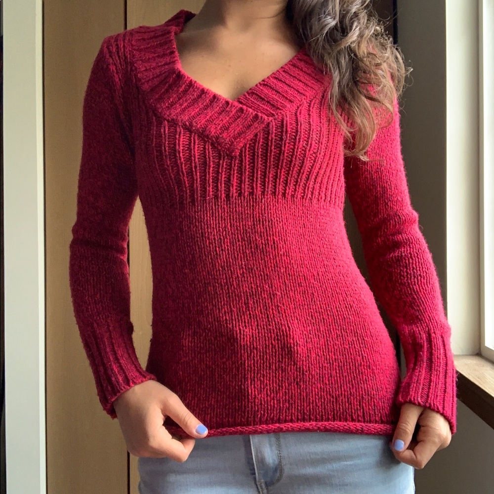 Classy Red V Neck Sweater